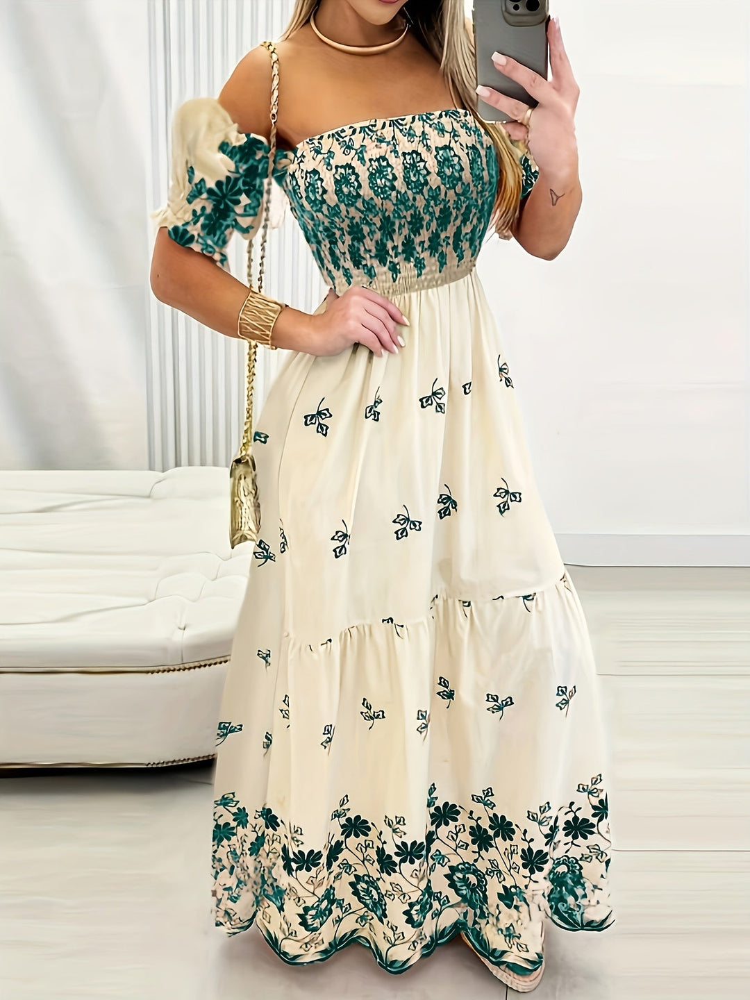 Women's Off-Shoulder Floral Maxi Summer Dress – image 11
