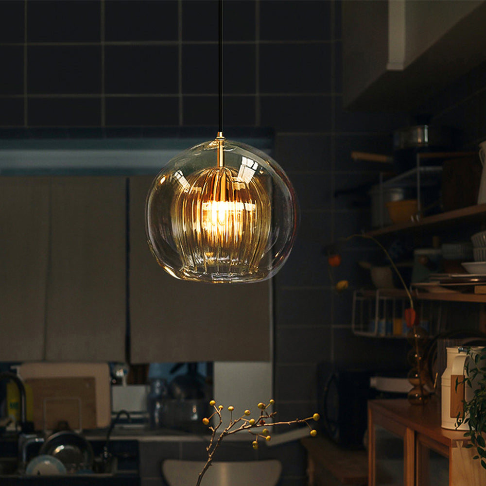 Althio Pendant Light Glass Globe Clear Amber