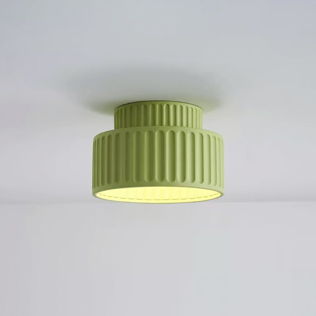 Ribbed Semi-Flush Ceiling Light | White, Beige, Green or Orange