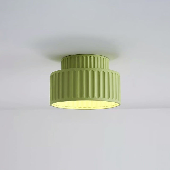 Ribbed Semi-Flush Ceiling Light | White, Beige, Green or Orange