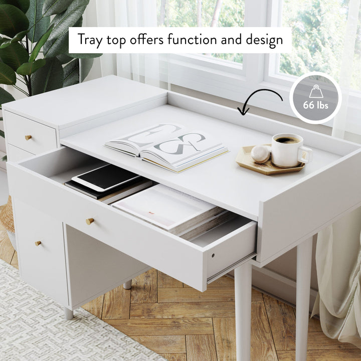 Mid-Century Modern Vanity Desk with Drawers