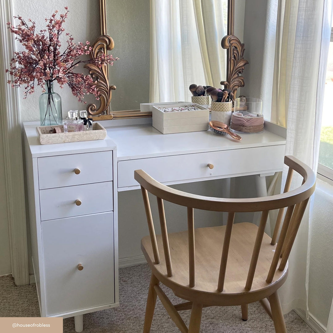 Mid-Century Modern Vanity Desk with Drawers