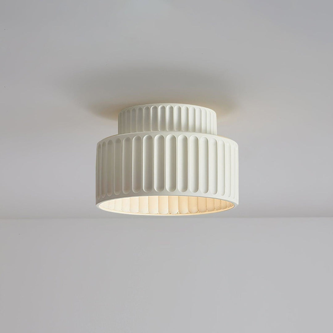 Ribbed Semi-Flush Ceiling Light | White, Beige, Green or Orange