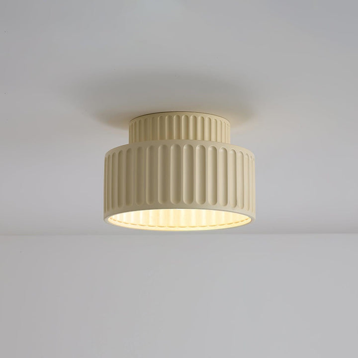 Ribbed Semi-Flush Ceiling Light | White, Beige, Green or Orange