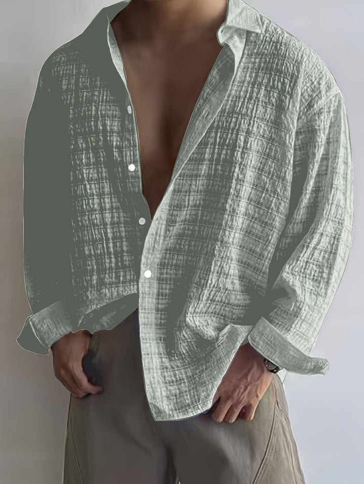 Men's Long-Sleeve Textured Summer Shirt – image 9
