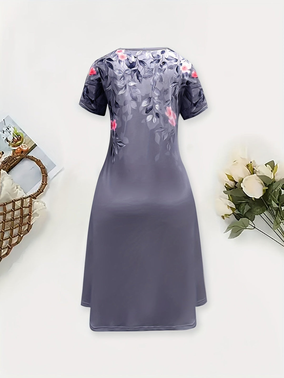 Women's A-Line Floral Midi Summer Dress – image 11