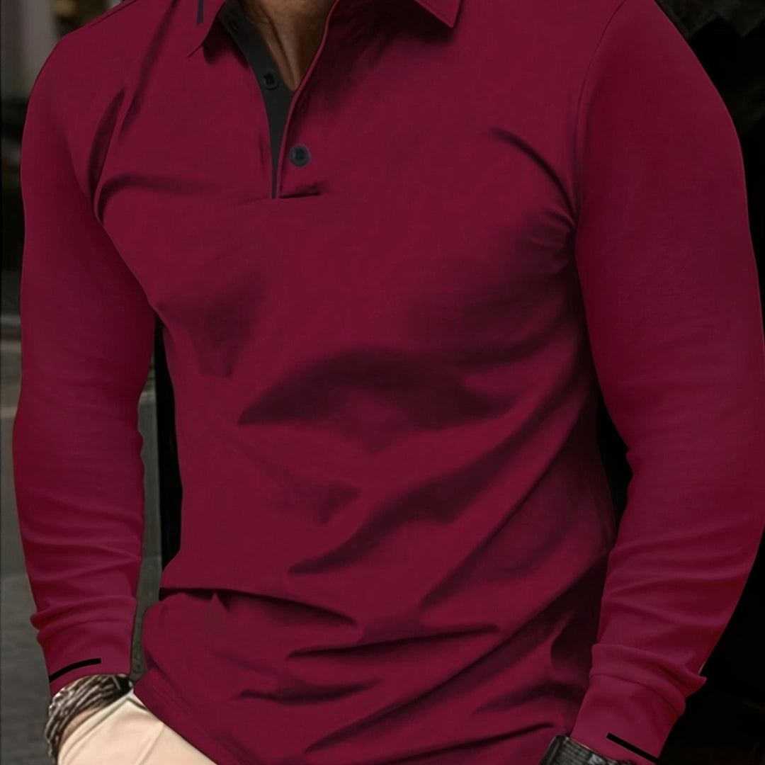 Men's Long-Sleeve Button-Placket Summer Polo Shirt – image 6