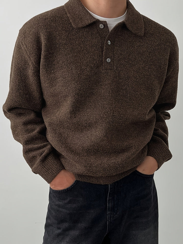 Men's Long-Sleeve Knitted Summer Polo Shirt – image 11