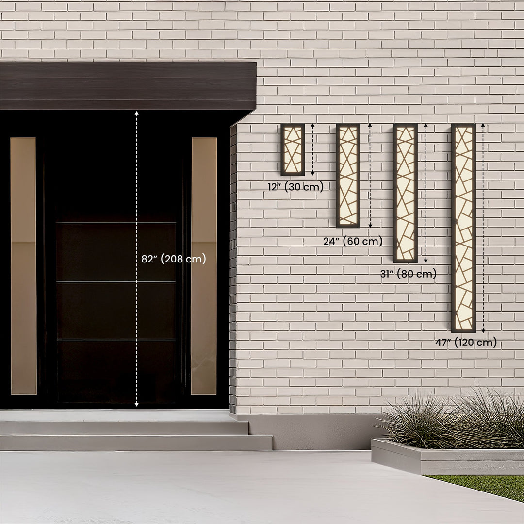 Geometric Outdoor Wall Light | Black, Patterned Diffuser