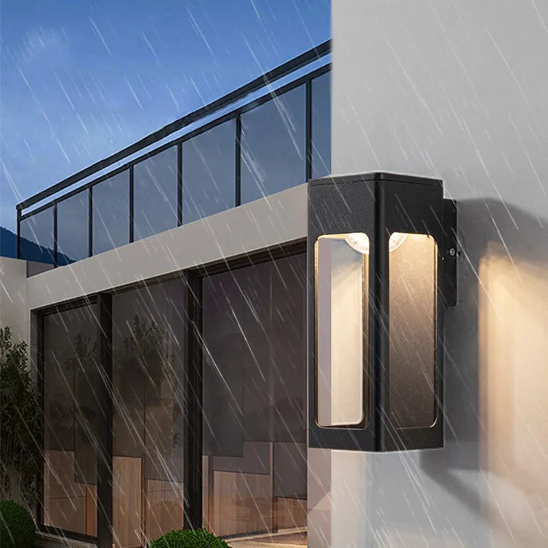 Geometric Outdoor Wall Light | Black, Optional Sensor