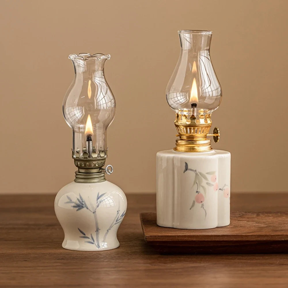 Hand-Painted Ceramic Oil Lantern