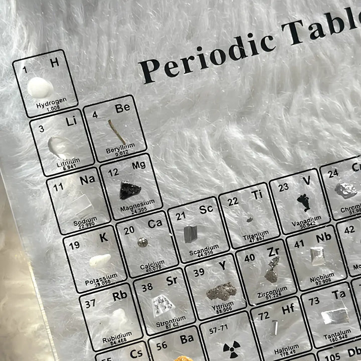 Illuminated Periodic Table Display with 83 Real Elements