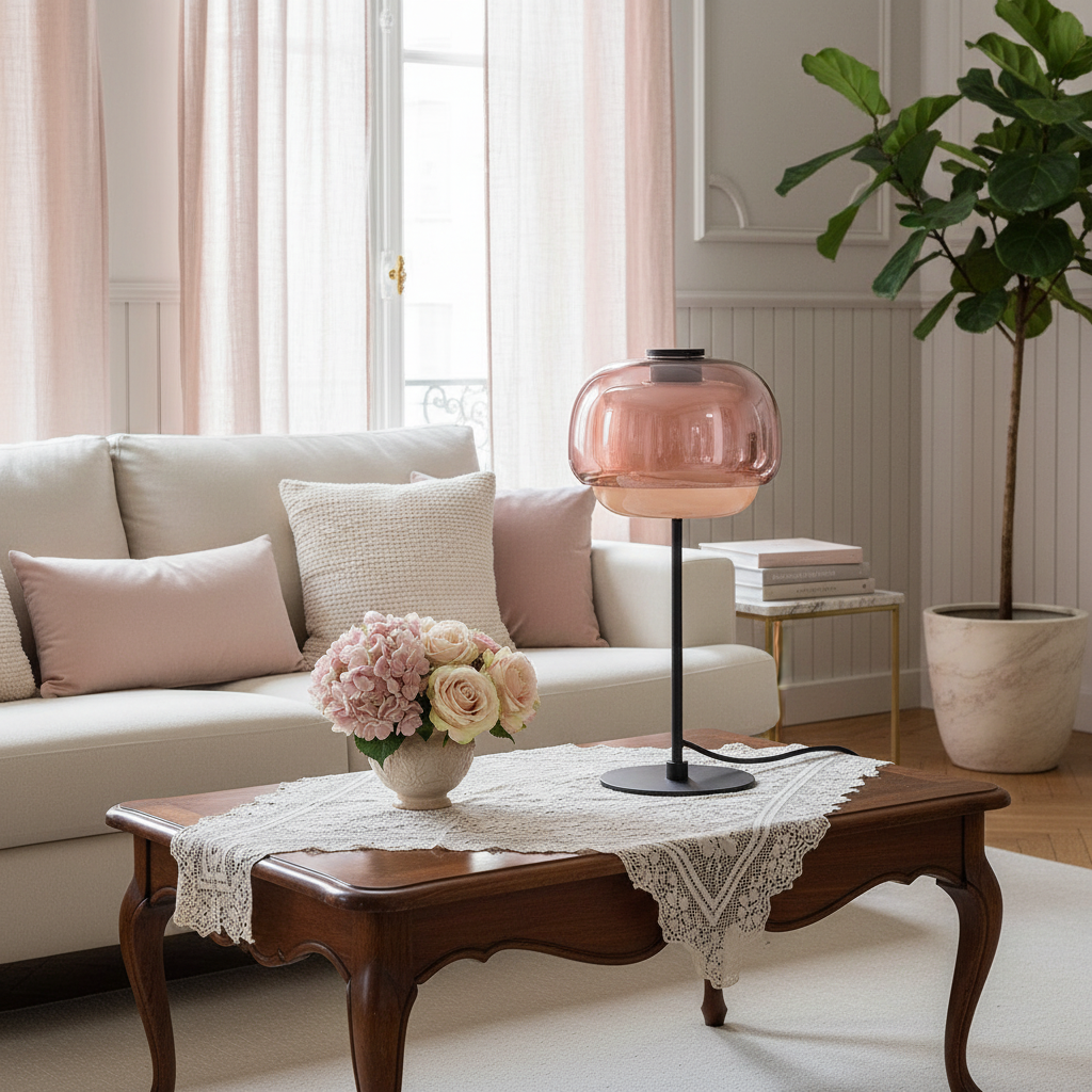 Sanae Modern Retro Double-Dome Colored Glass Table Lamp