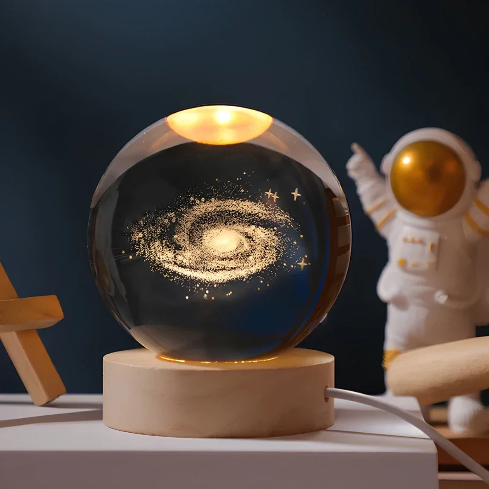 3D Engraved Galaxy Crystal Ball Light