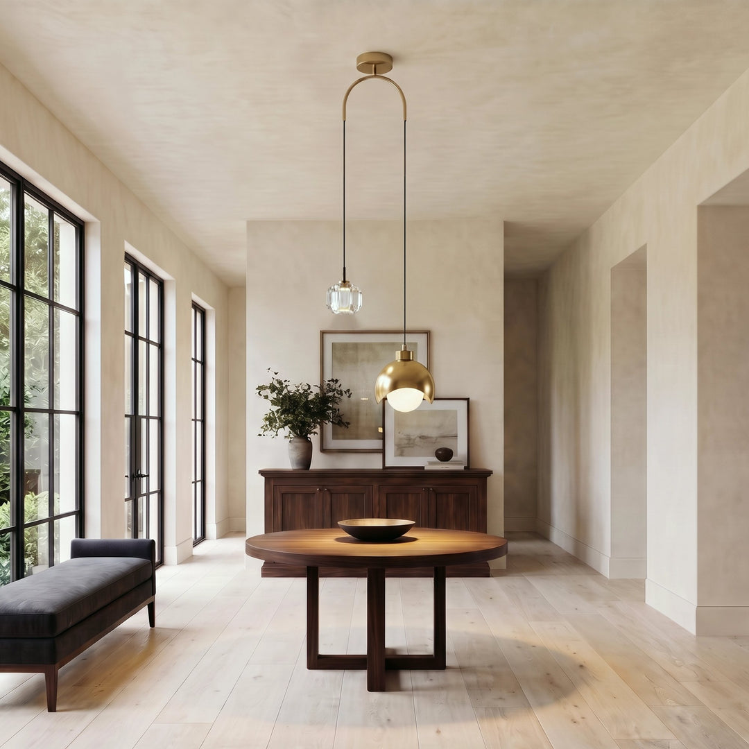 Gold Crystal Drop Pendant Light | Single, Warm White