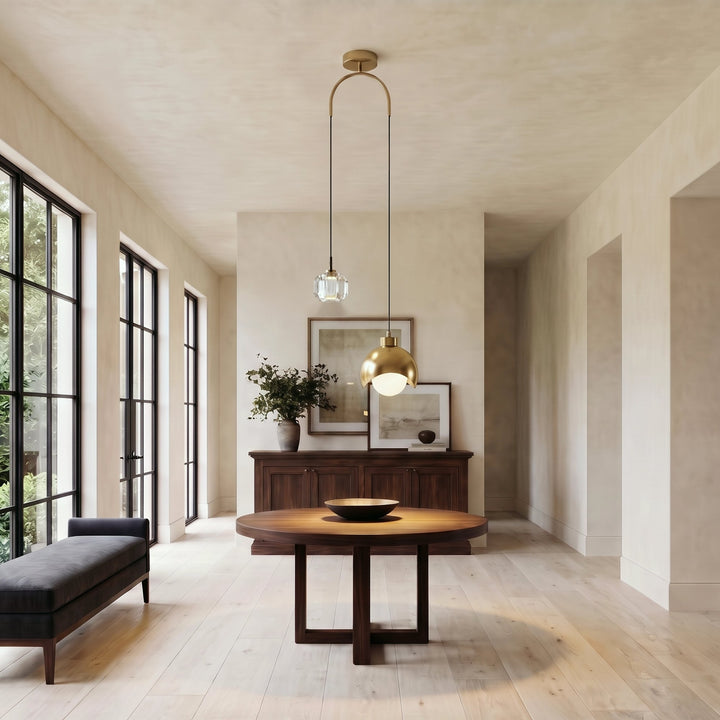Gold Crystal Drop Pendant Light | Single, Warm White