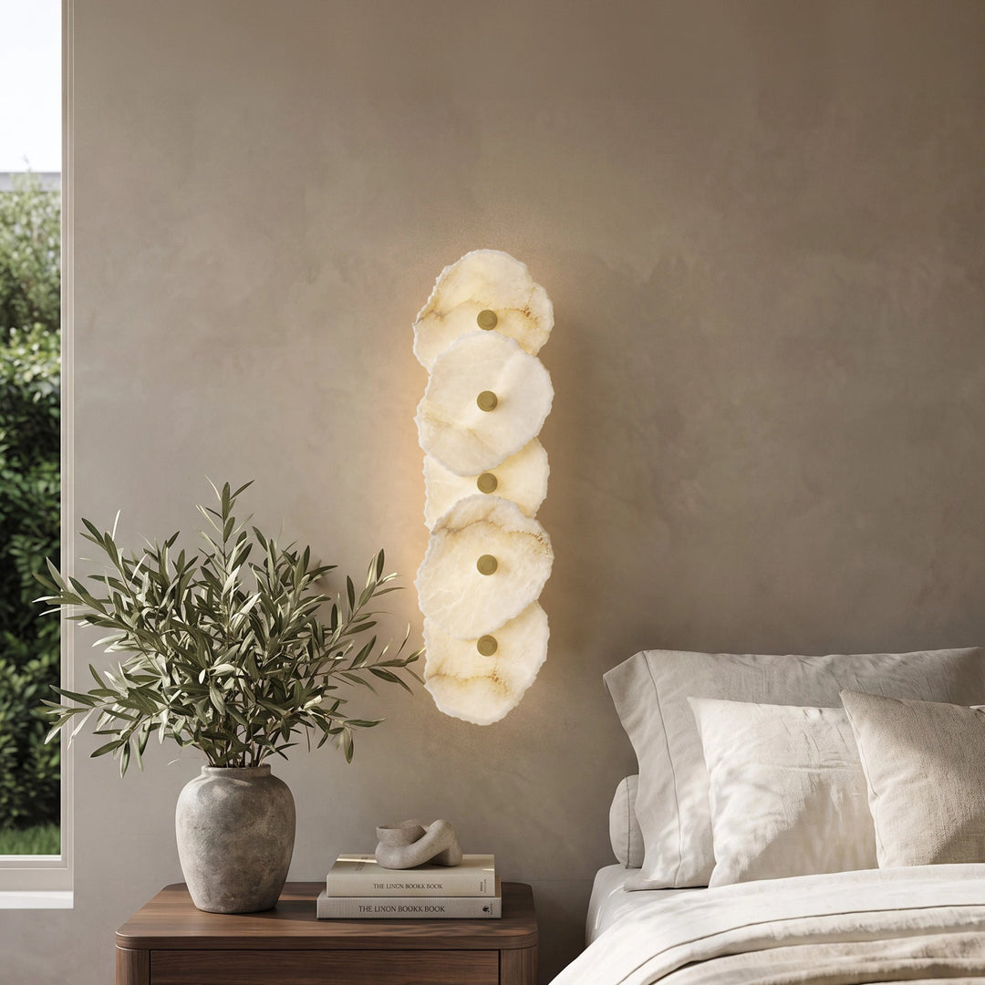 Brass and Alabaster Wall Sconce | Brushed Gold, 38 or 57 cm
