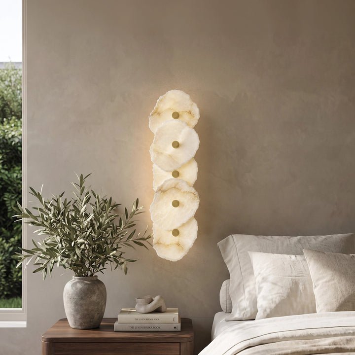Brass and Alabaster Wall Sconce | Brushed Gold, 38 or 57 cm