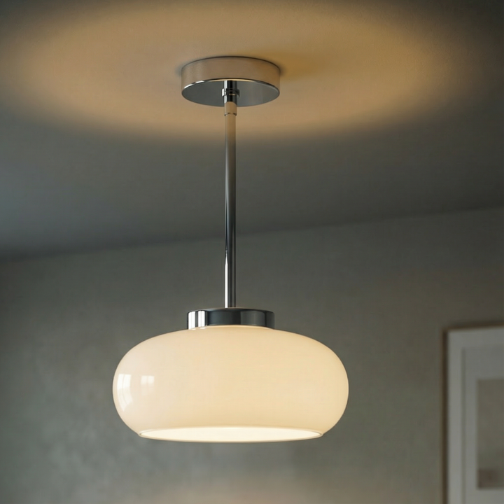 Vintage Amber Glass Flush Mount Ceiling Light With Brass Canopy