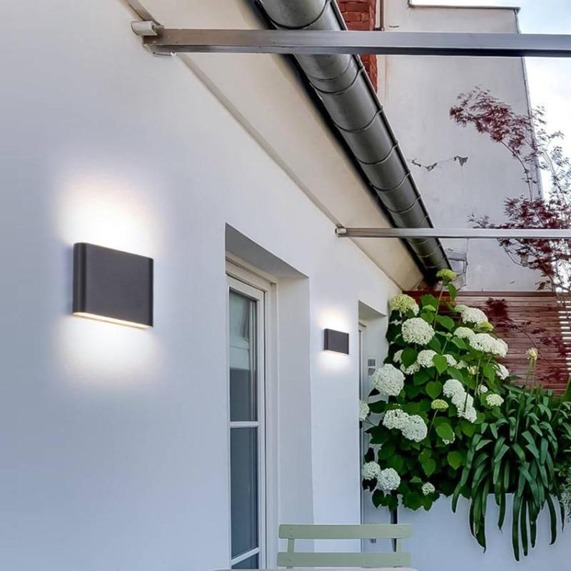 Slim Rectangular Outdoor Wall Light | Up and Down LED, Black or White