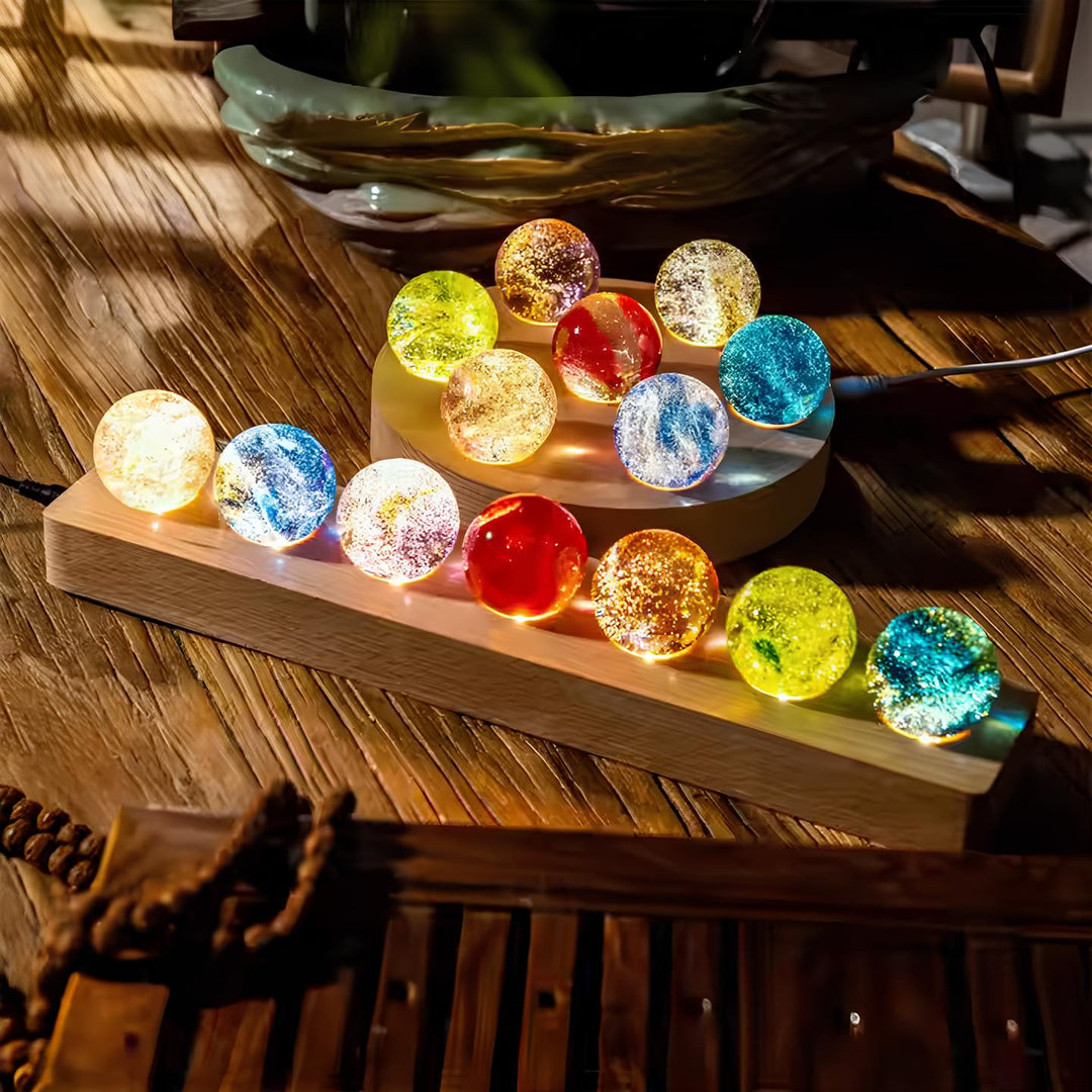 Galaxy Crystal Orb Display Set of Seven