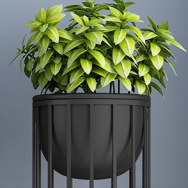 Black Metal Plant Pot with Stand
