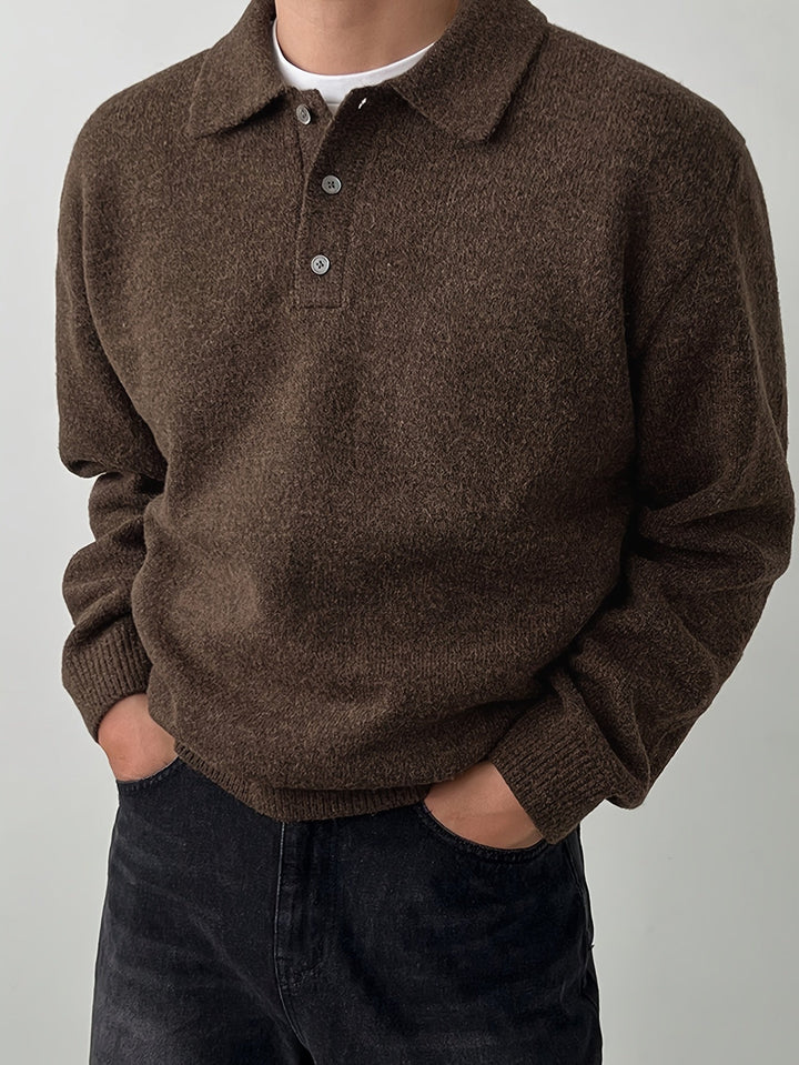 Men's Long-Sleeve Knitted Summer Polo Shirt – image 1