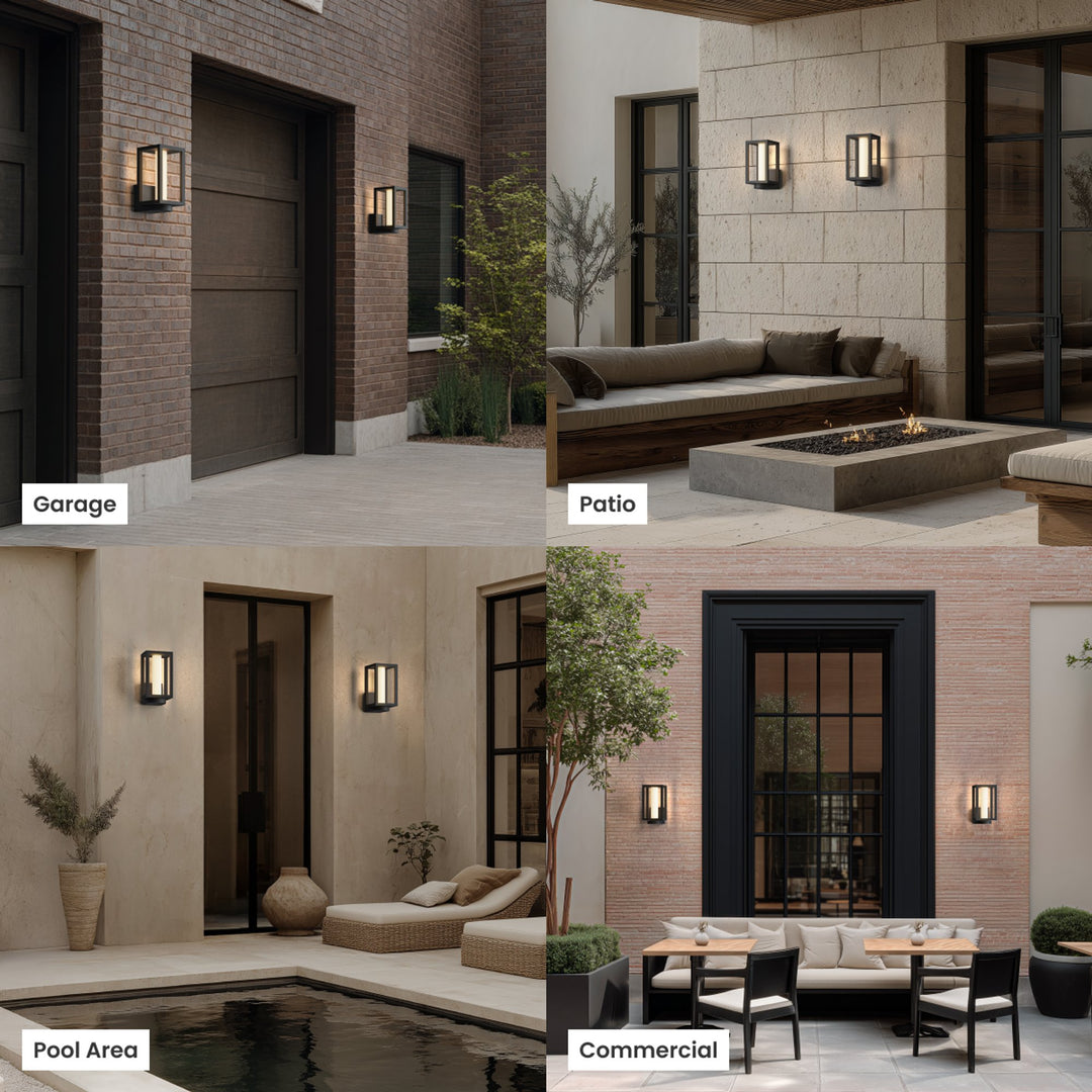 Lantern Outdoor Wall Light | Solar or Hardwired, Black