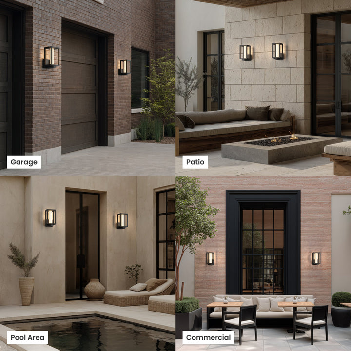 Lantern Outdoor Wall Light | Solar or Hardwired, Black