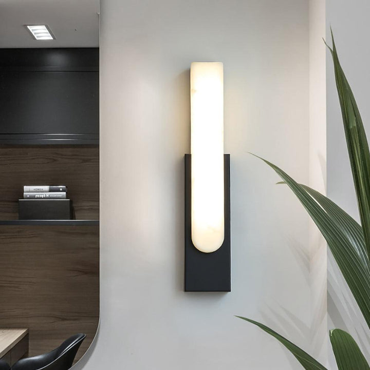 Modern Alabaster-Effect Brass Wall Sconce LED 1-Light