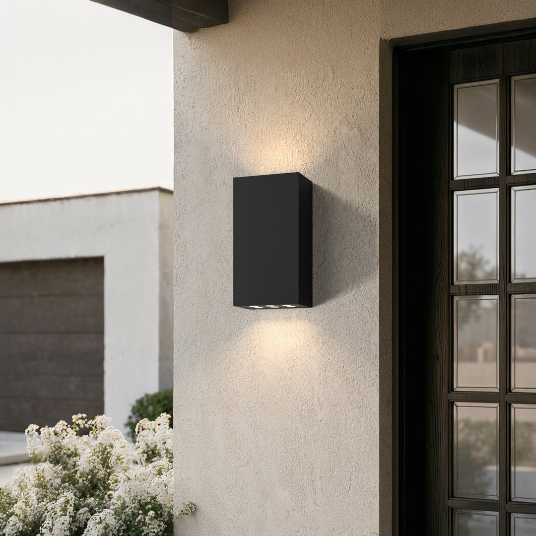 Glass Box Outdoor Wall Light | Black Steel