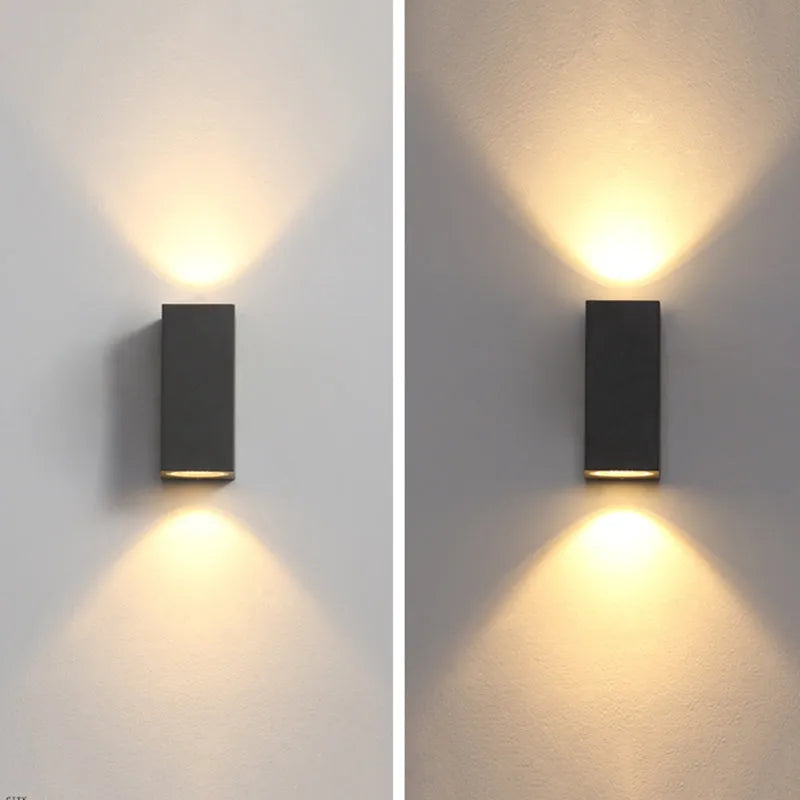 Square Up and Down Outdoor Wall Light | Black LED