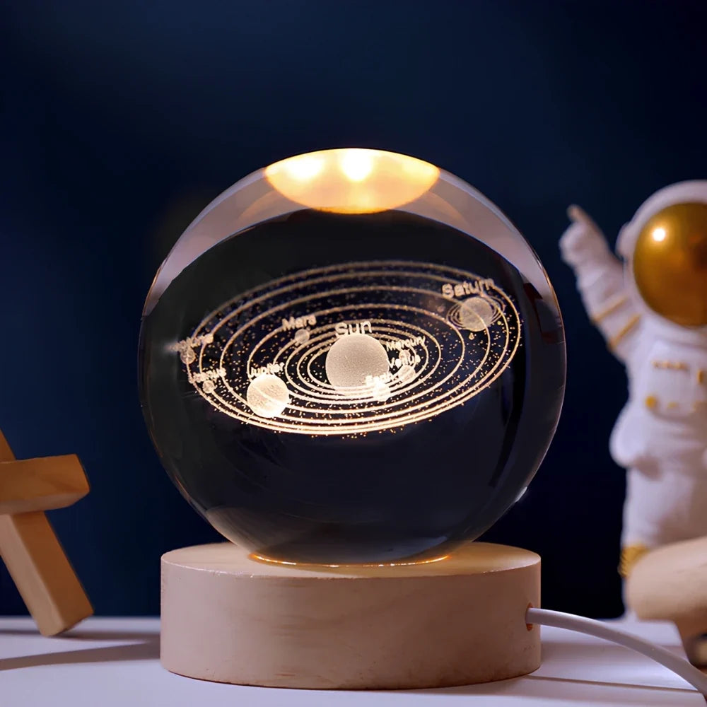 3D Engraved Galaxy Crystal Ball Light