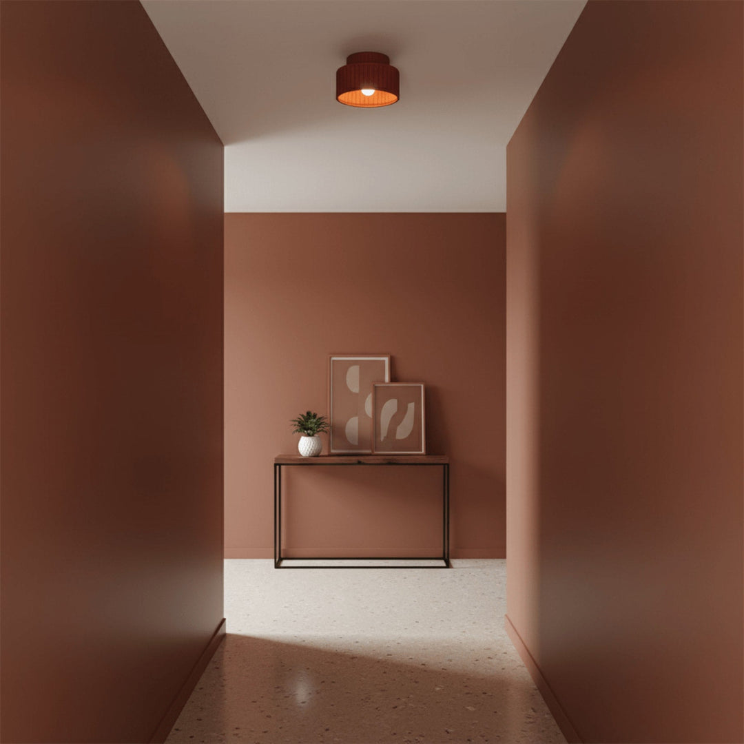 Ribbed Semi-Flush Ceiling Light | White, Beige, Green or Orange
