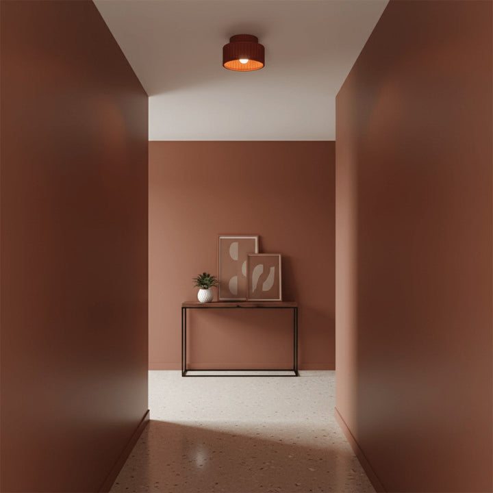 Ribbed Semi-Flush Ceiling Light | White, Beige, Green or Orange