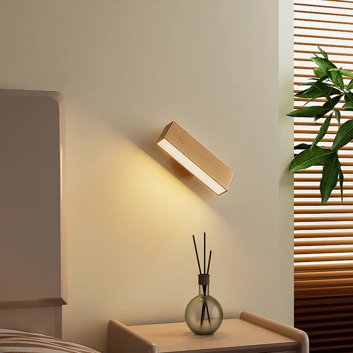 Wooden Rotatable Cordless Wall Light