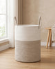 Woven Cotton Rope Laundry Basket in Beige
