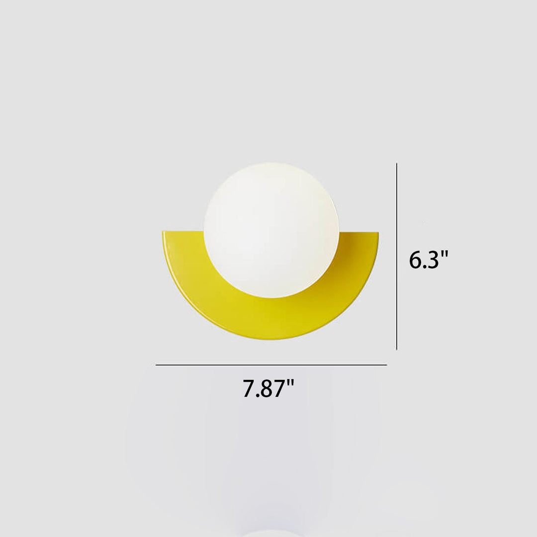 Half-Moon Wall Light | Opal Globe, 7 Colours