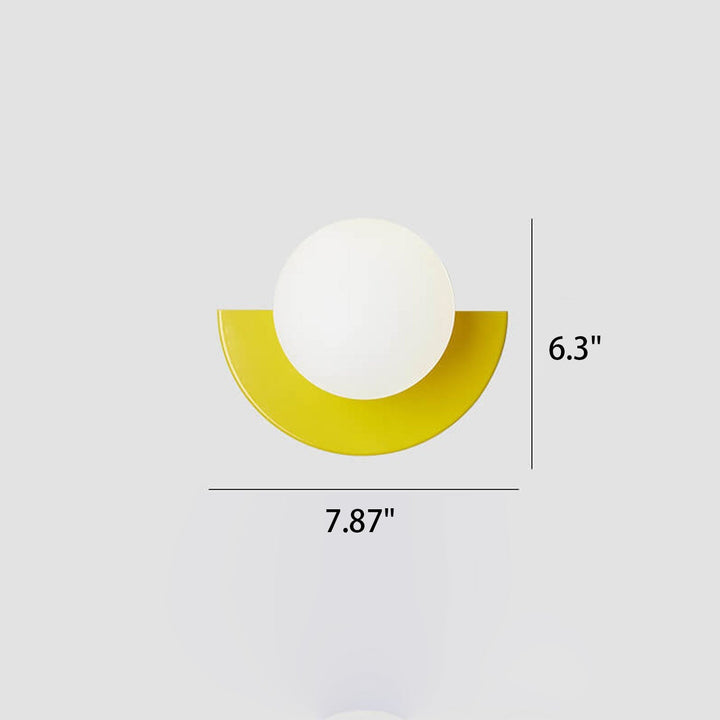 Half-Moon Wall Light | Opal Globe, 7 Colours