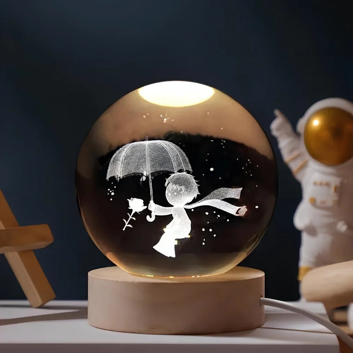 3D Engraved Galaxy Crystal Ball Light
