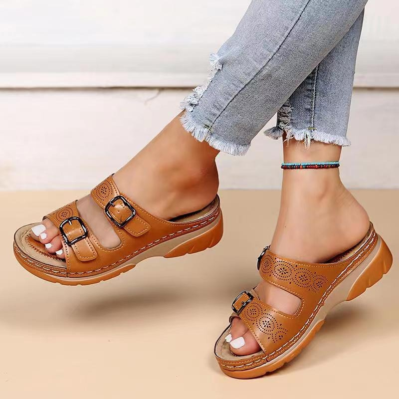 Women's Double-Buckle Slide Comfort Sandals – image 1