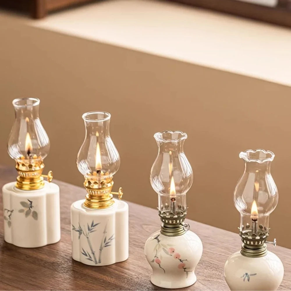 Hand-Painted Ceramic Oil Lantern