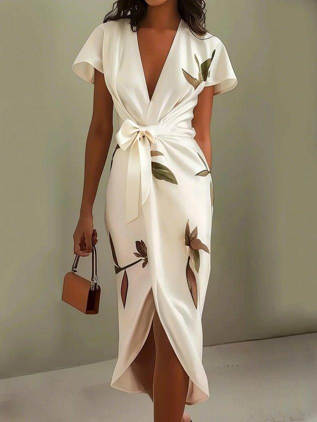 Women's Floral Wrap Midi Summer Dress – image 1