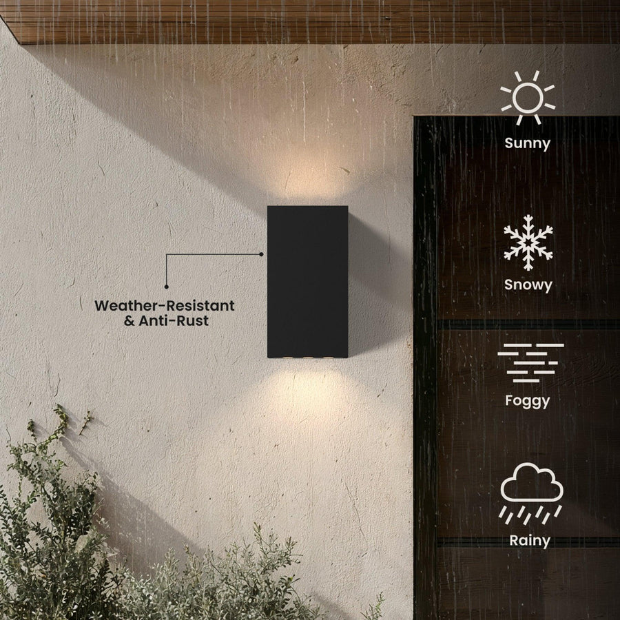 Glass Box Outdoor Wall Light | Black Steel