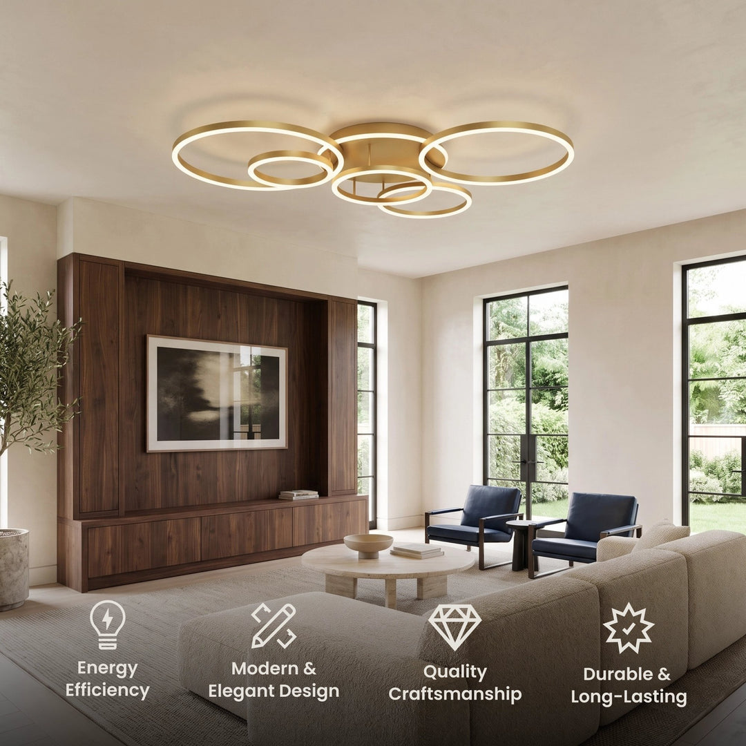 Ring LED Ceiling Light | Gold or Black, 1 to 5 Rings