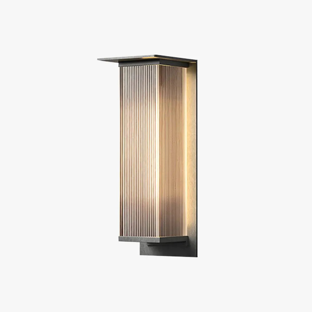 Ribbed Glass Outdoor Wall Lantern | Black, Three Sizes