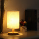 Wood and Linen Bedside Lamp | USB Powered