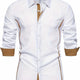 Men's Long-Sleeve Contrast-Trim Slim-Fit Summer Shirt – image 2