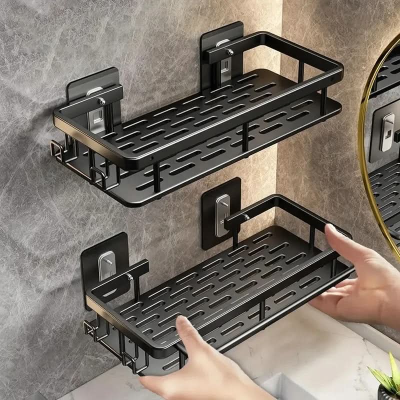 Adhesive Shower Shelf | Drill-Free, Black or Silver