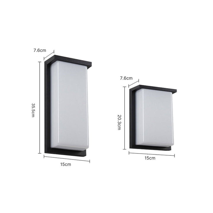Rectangular Outdoor Wall Light | Black Frame, Opal Diffuser, IP65